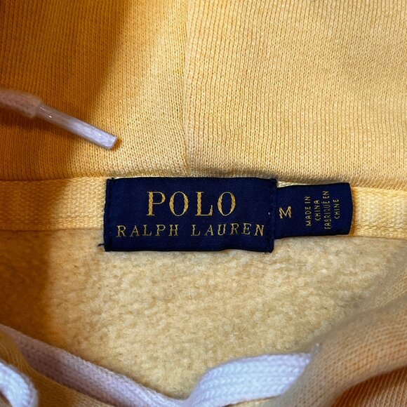 Polo Ralph Lauren Women's Big Pony Fleece Hoodie Yellow Sweatshirt Size M Fitted - Picture 7 of 10